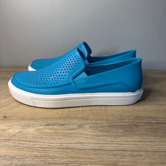CROCS Shoes - Crocs CitiLane Roka Shoes‎ Blue White Perforated Slip-On Loafer Womens 8 Comfort